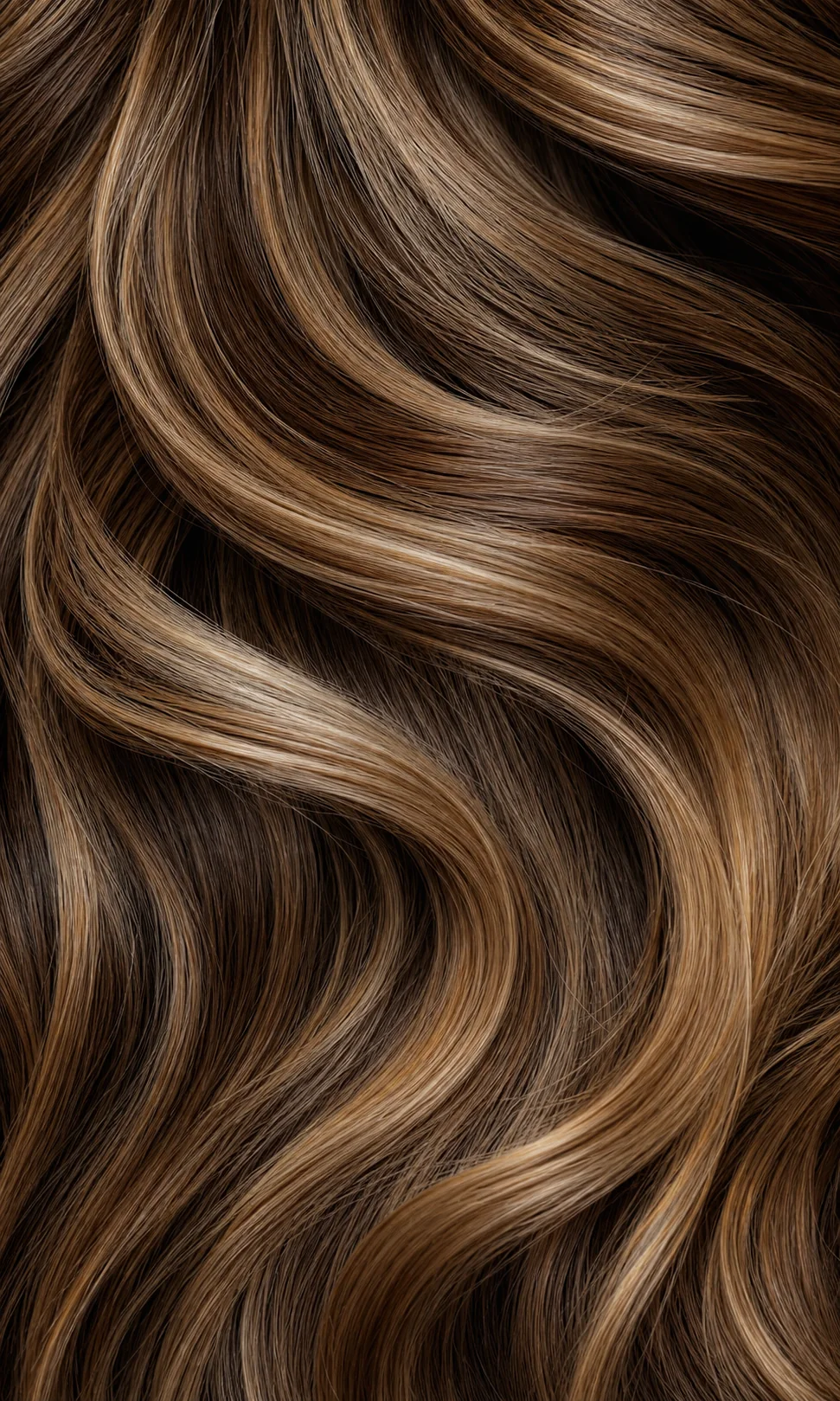Macro de fios bronde com nuances caramelo